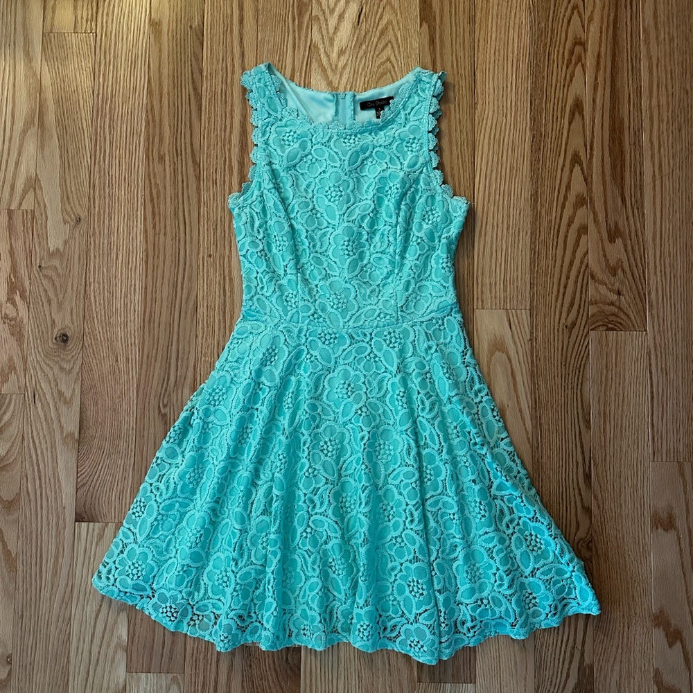 Aqua Lace Sleeveless Dress Size 3